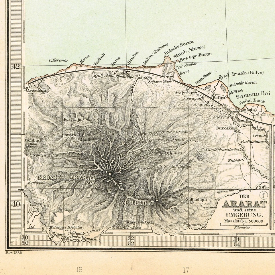 Georgia DAGHESTÁN Armenia Ucrania Mapa Original 1889 FECHADO CÁUCASO TBILISI Grande Foto 3 de 4