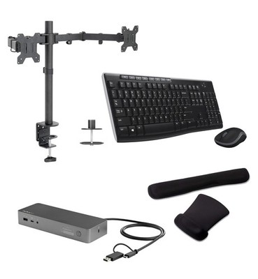 StarTech USB-C, USB-A Dual 4K 100W Hybrid Dock, MK270 Wireless Keyboard & Mouse