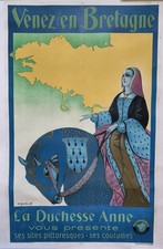 affiche ancienne originale Bretagne Chemin De Fer 1930 Entoilée
