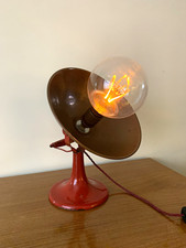 Vintage/Retro Industrial Red Metal Adjustable Table Lamp, Dome Shade, Switch