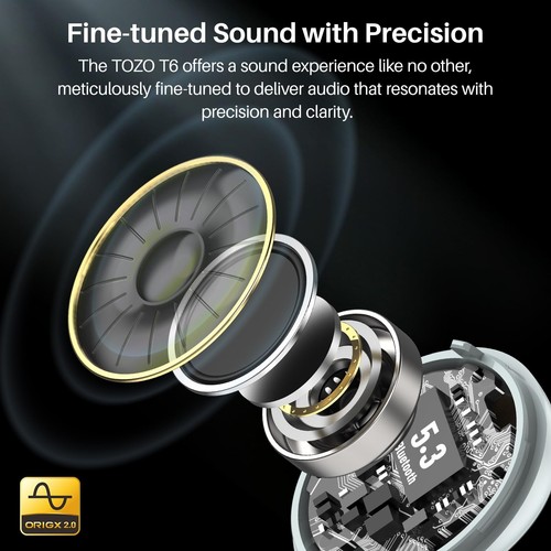 TOZO T6 Bluetooth 5.3 Wireless Earbuds AI Clear Calls Earphones IPX8  Waterproof - Picture 19 of 58