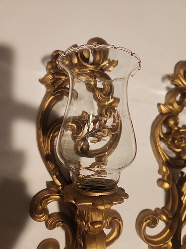Home Interior - Homco Applique da Parete Ornate Oro Set di 2 con Globi - Foto 3 di 5
