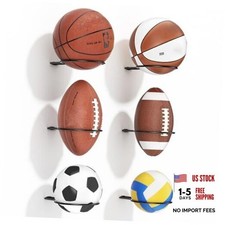 Ball Holder Wall Mount Set  Sports Ball Racks for Basketball, Soccer, 6 pack