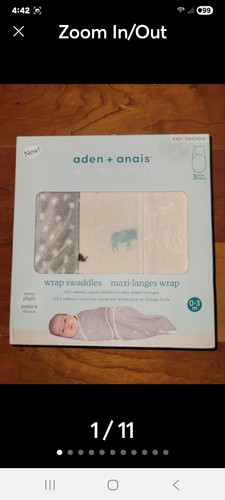 Aden + Anais Essentials Coperta Avvolgente Neutra - S/M 3pz 0-3 Mesi - Foto 1 di 11
