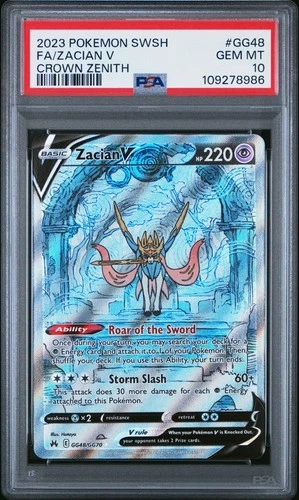PSA 10 Zacian V GG48/GG70 Crown Zenith: Galarian Gallery Gem Mint Pokemon