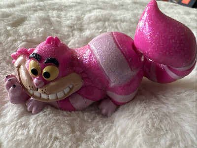 Cheshire Cat Glitter Figure Cake Topper Glittery Purple Grin PVC