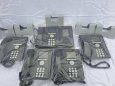 LOT OF 5 AVAYA 9611G IP DESK PHONES With stands  1 BM12 business phones