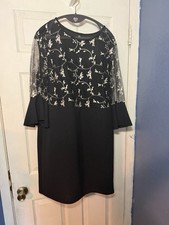 Woman’s Size Plus 2XL Black Elegant Dress With embroidered Accents