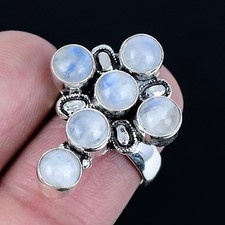 Mind Blowing Rainbow Moonstone Gemstone 925 Sterling Silver Ring Size 7