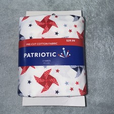 Precut Cotton Fabric Patriotic 3 Yards Red White Blue Stars