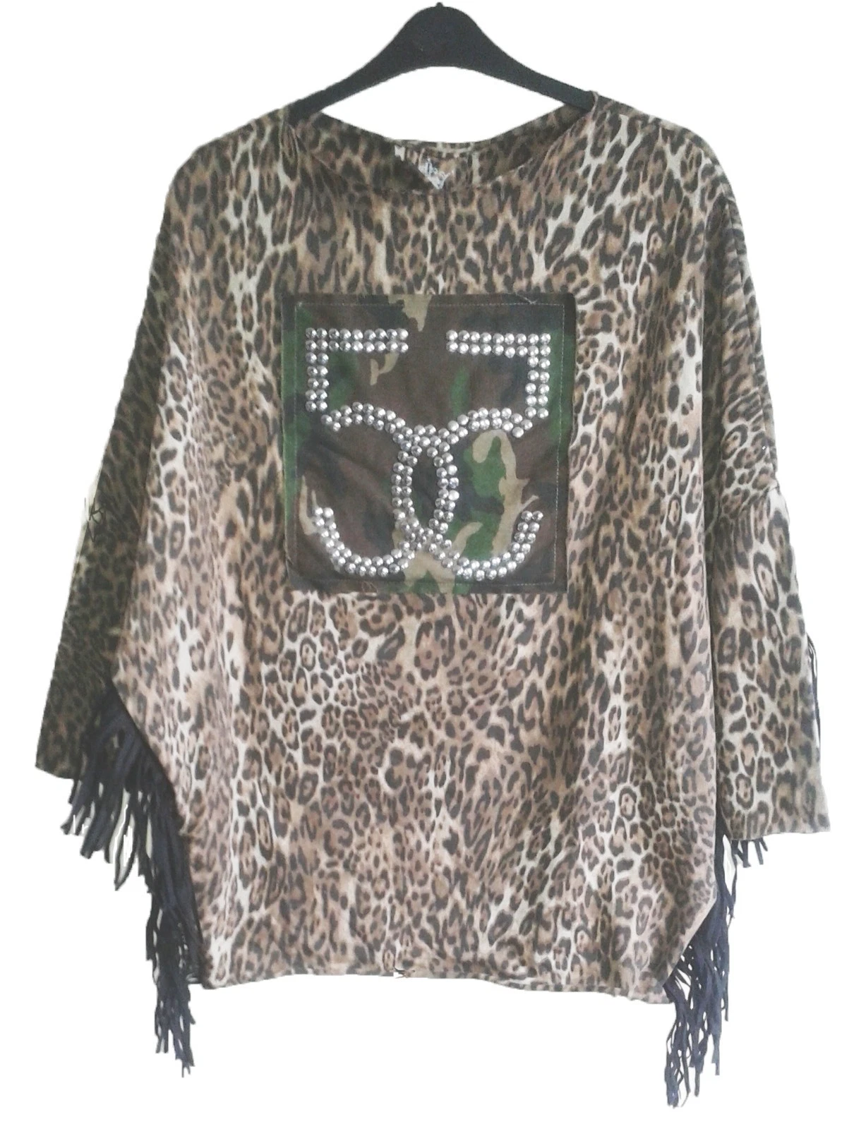 Mia Bag Poncho Animal Print Camo Poncho Jacket Women's - One Size