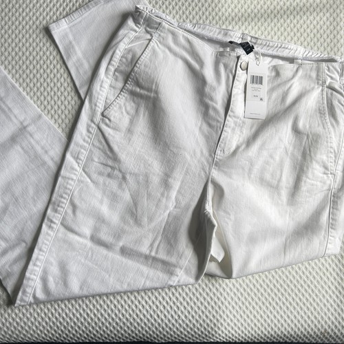 Neu mit Etikett Eileen Fisher Baumwolle Hanf Stretch spitz zulaufende Hose M weiß hohe Taille Knöchel - Bild 2 von 5