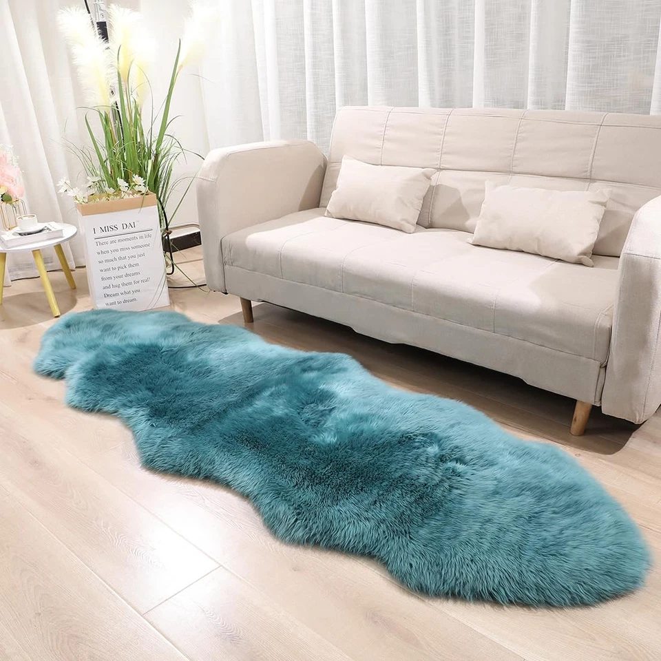 Alfombras de piel de oveja genuinas - Almohadilla de piel de oveja de piel de lana real para sala de estar en el dormitorio... Foto 3 de 4