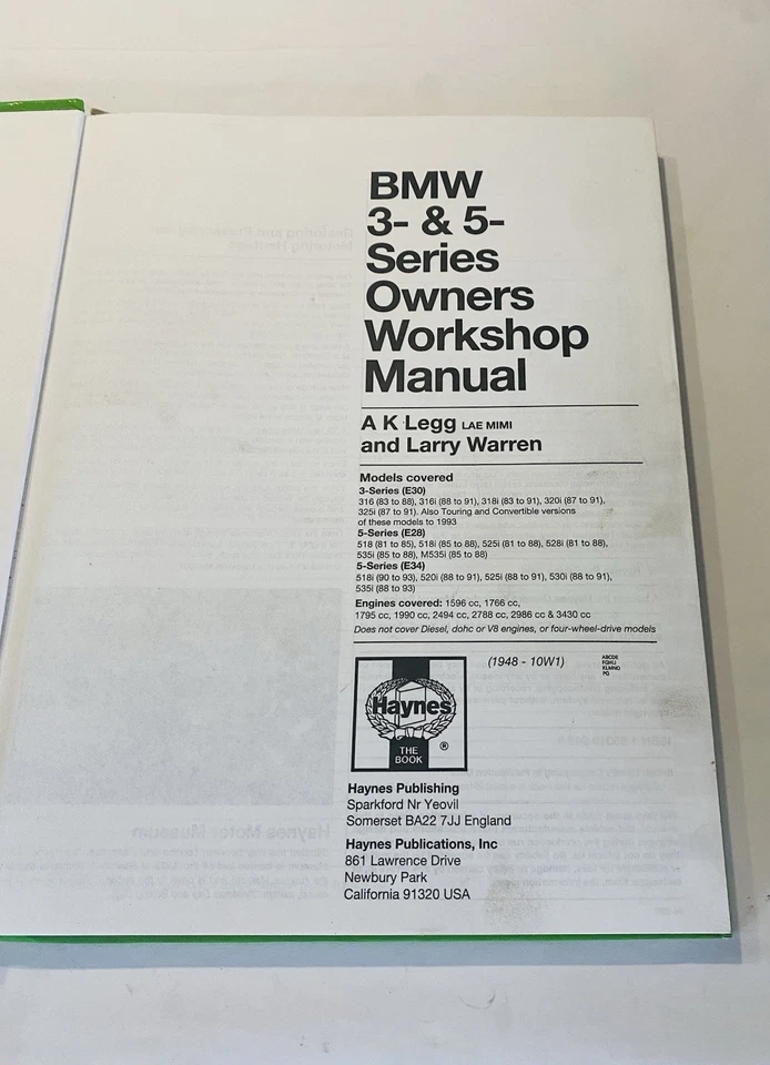 BMW 3 & 5 SERIES (sohc, petrol) (83-91 & 81-93) Haynes (1948) Rare - Image 3 of 4