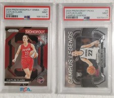 Caitlin Clark 2024 Prizm Monopoly Insert, Campus Legends Psa 9 Rc 