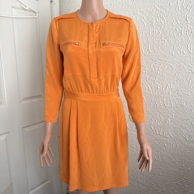 Theory Brunella Orange Silk Dress (Size 2)