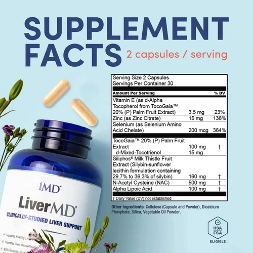 (3 Pack ) 1MD Nutrition LiverMD Support Healthy Liver 60x3 Caplets Exp 2027 - Picture 5 of 5