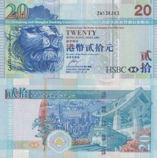 Hong Kong 20 Dollars 2008 P 207e UNC HSBC ZW Replacement
