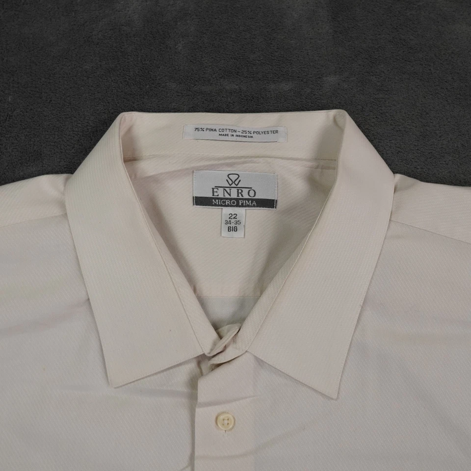 Camisa de vestir ENRO Micro Pima algodón poliéster grande y alta para hombre crema 22 34 35 Foto 3 de 4