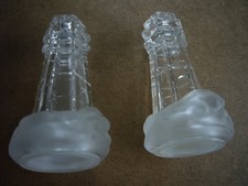 Rare Unusual Glass Condiment Set 2 items shaped like Lighthouses