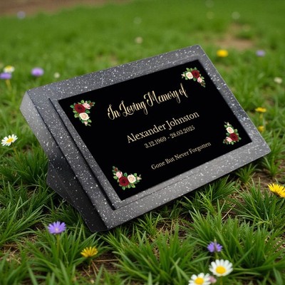 Personalisierter Blumen Design Denkmal Grabmal In liebevoller Erinnerung (UV GEDRUCKT)