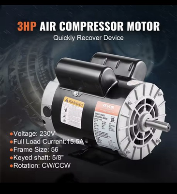 #ad 2hp 115v 220v Single Phase Electric Motor USA SHIP 3540 RPM CW CCW L@@K $124.99