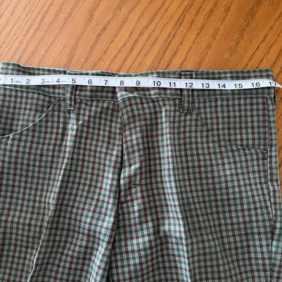 Pantalones De Colección Años 60 70 Para Hombre 34 30 Disco Campana Parte Inferior Pierna Acampanada Poliéster MCM Mod Cuadros Foto 4 de 4
