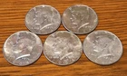 1964 Kennedy Half Dollar 5 In Lot - 90% Silver