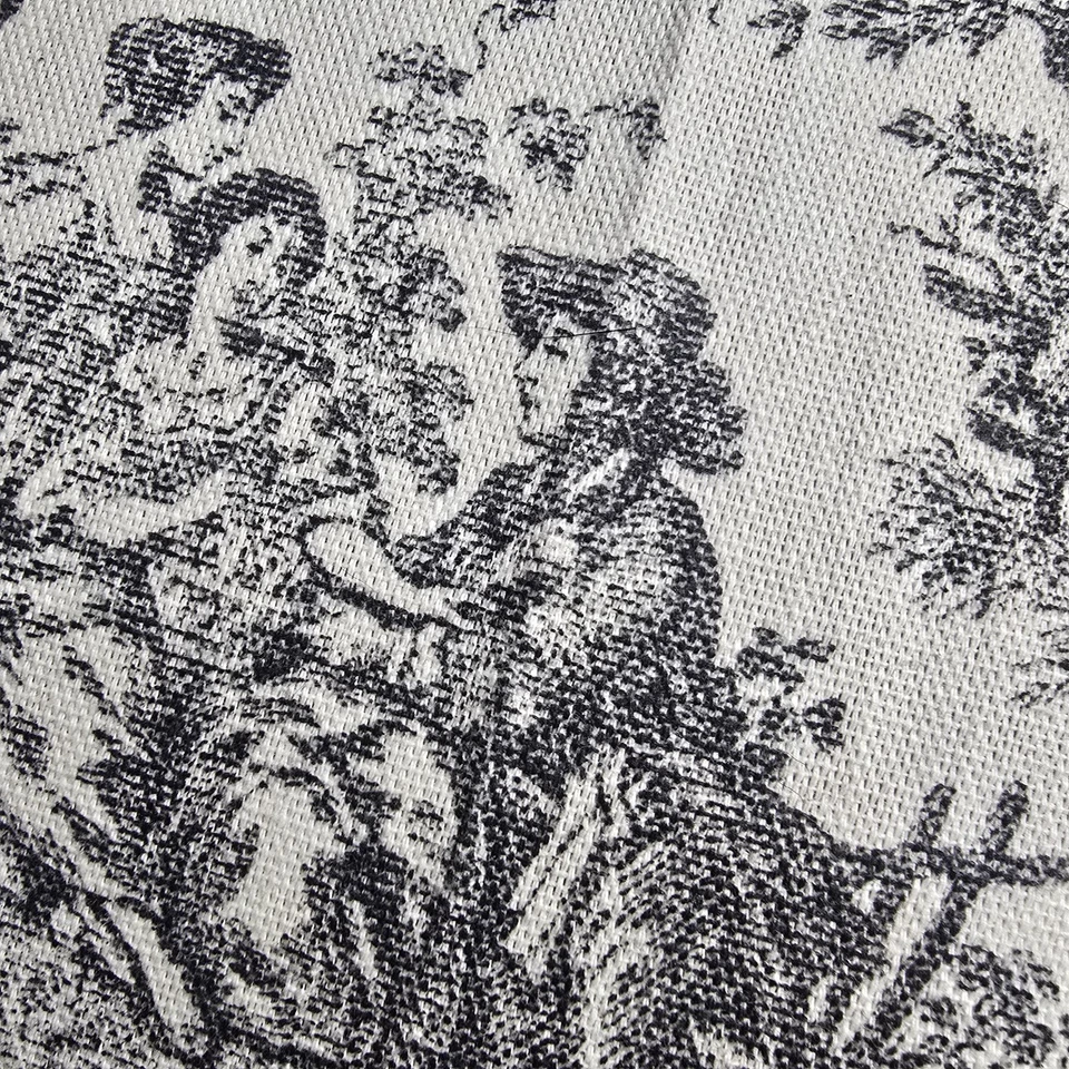 Handmade Red & Toile de Jouy Rectangular Cushion 17x13x2.5" French Country - Image 2 of 4