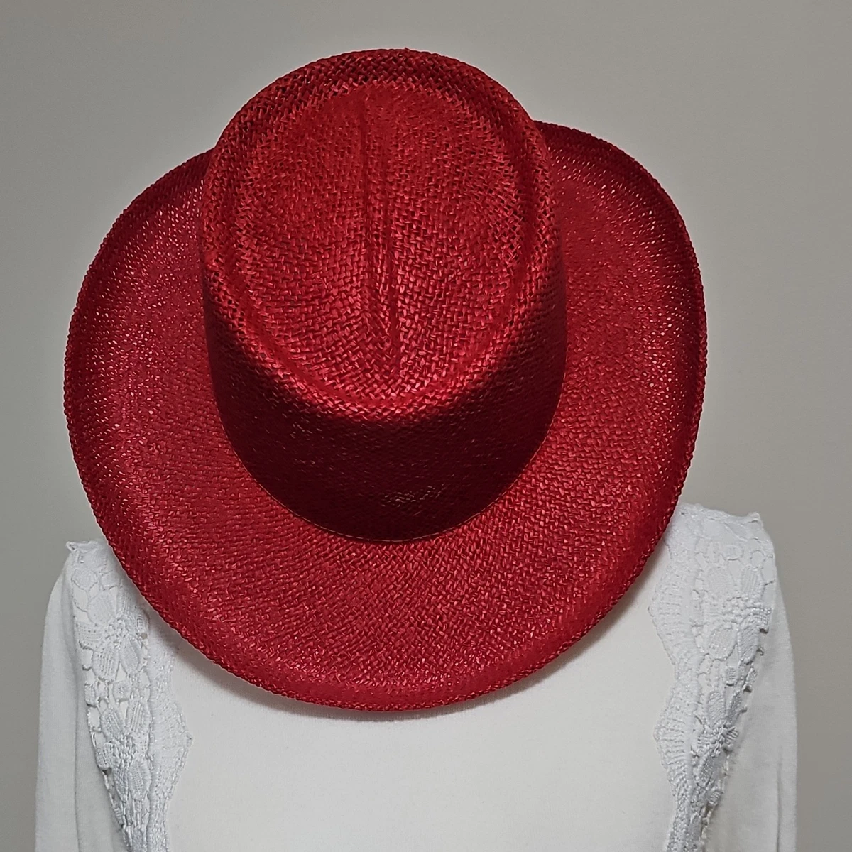Red Multi Braided Southwestern Wide Brim Straw Boho Fedora Hat Georgia Straw Hat | Women main image 2