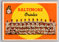 1959 TOPPS #48 BALTIMORE ORIOLES TEAM CARD W/BROOKS ROBINSON UNMARKED