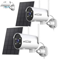 2Pcs WOOLINK Solar Security Camera 1080P Wireless Outdoor Camera Human Detection