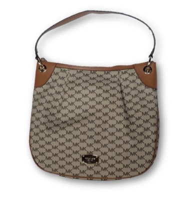 MICHAEL KORS WOMEN'S JET SET NATURAL JACQUARD LARGE CONVERTIBLE SHOULDER BAG NEW