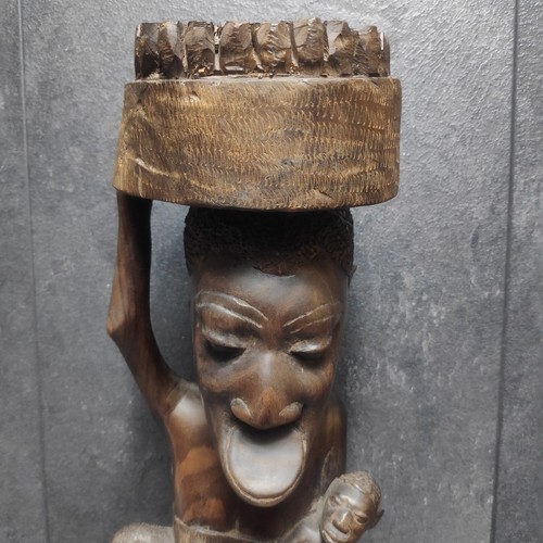Original Makonde Abtei Münster Schwarzach Figur Frau Mit Kind Skulptur Ca. 42cm - Picture 2 of 18