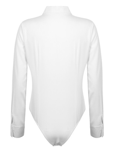 Blusa body camisa manga larga cuello vuelto fácil cuidado trabajo para mujer - Imagen 16 de 21