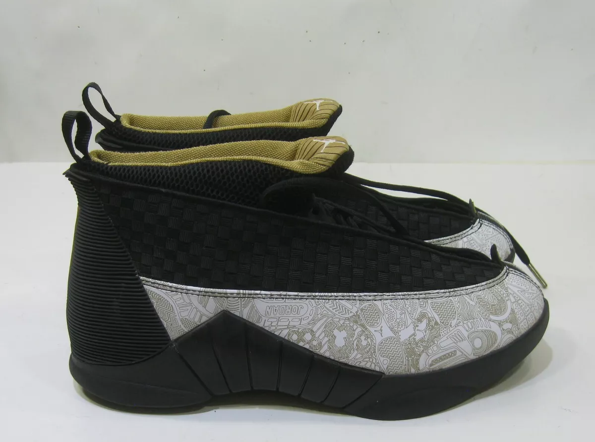 Black and best sale gold jordans 15