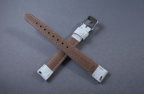 Lady White Alligator Croc Grain Genuine Leather interchangeable Watch Band Strap - Picture 6 of 9