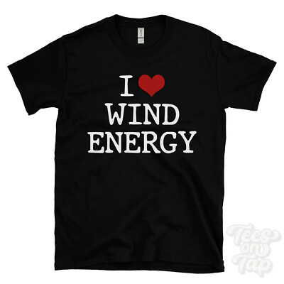 I LOVE WIND ENERGY T-SHIRT Herz erneuerbar grün Technologie Lösungen Ingenieur
