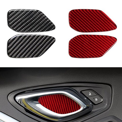 Kit de cubierta de panel de tazón de puerta interior de fibra de carbono rojo para Chevrolet Camaro 2016-24 - Imagen 1 de 7