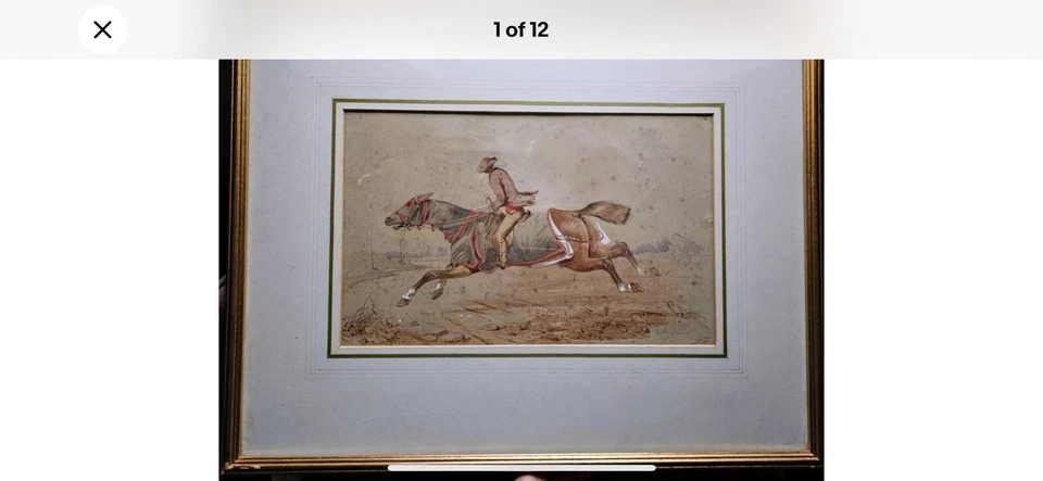 ROBERT RICHARD SCANLAN 1850 WATERCOLOUR IRISH ARTIST PAINTING OF MAN ON A HORSE - Image 2 of 4