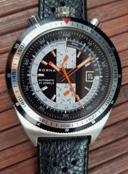 SORNA Bullhead автоматические часы тахометр масштаб новый неношеный - черный m - Изображение 2 из 4