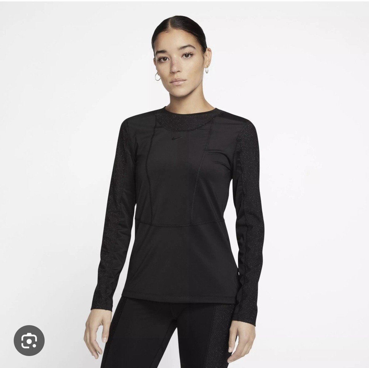 Nike Pro Womens Warm Long Sleeve Top Size S BV3392-010 black UK