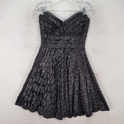 Va Va Voom Womens Dress Size M Black Strapless Shiny Pleated Flowy Fit N  Flare | eBay