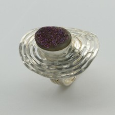 Size 8 - Oval DRUZY QUARTZ Ring - 925 STERLING SILVER 3