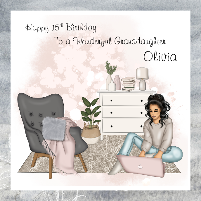 Girl In Butterfly Dress Personalise Age Granddaughter Birthday Card At - Foto 2