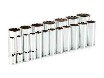 1/2 Inch Drive Deep 12-Point Socket Set, 19-Piece (3/8 - 1-1/2 in.)