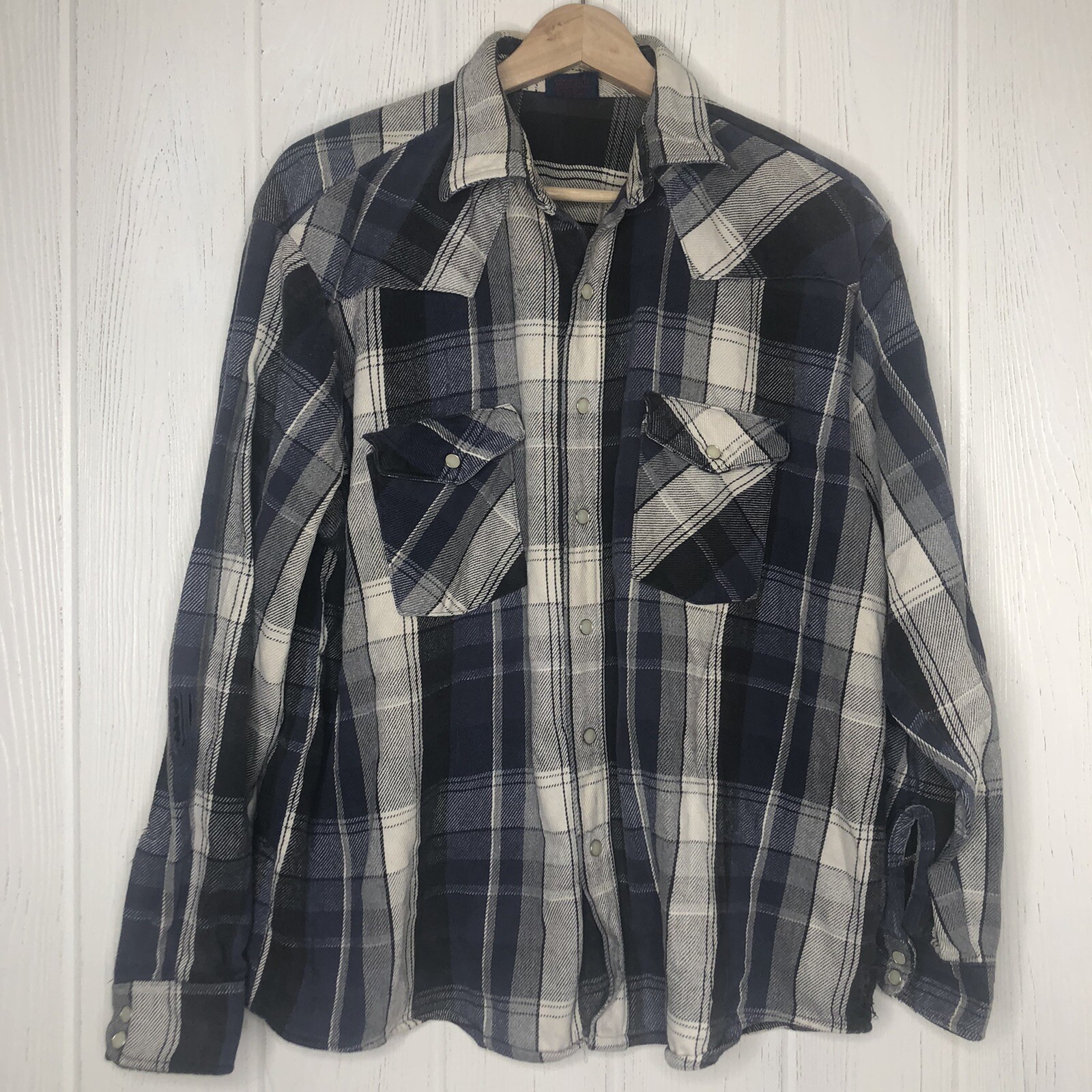 90'S Dakota Long Sleeve Heavy Flannel Check Shirt, Men's Size XL cotton green type Vintage Second Hand