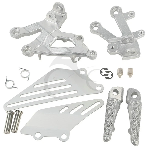 Silver Front Foot pegs Footrests Bracket Fit For Kawasaki Ninja ZX12R 2002-2005 - Изображение 2 из 4