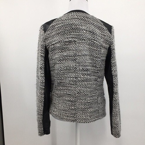 Kut Fromt The Kloth Jacket Womens Small Gray Black Faux Leather Trim Zip Up - Picture 6 of 13