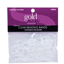 BARBER SALON BEAUTY GOLD MAGIC HAIR TIE BRAIDING RUBBER ELASTIC BAND CLEAR 250PC